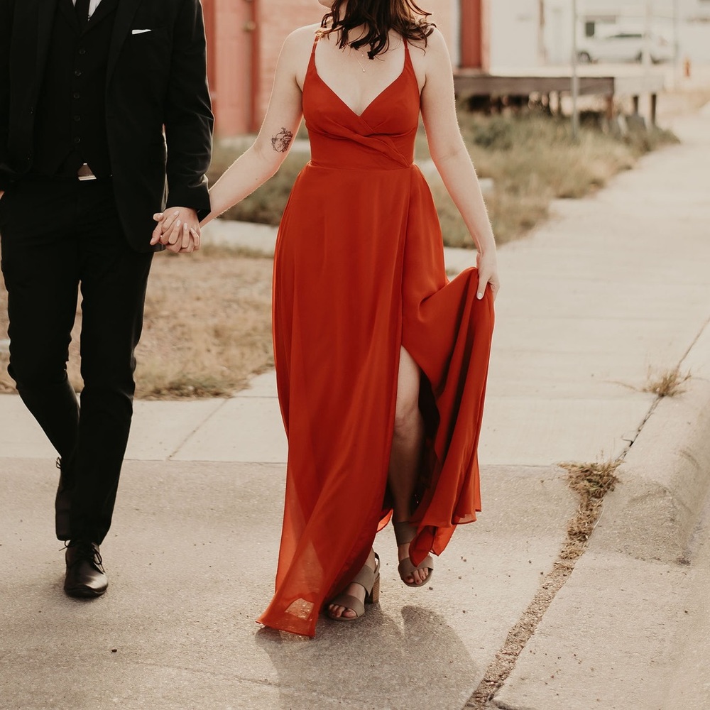 Azazie 0 bridesmaids dress. Paprika
